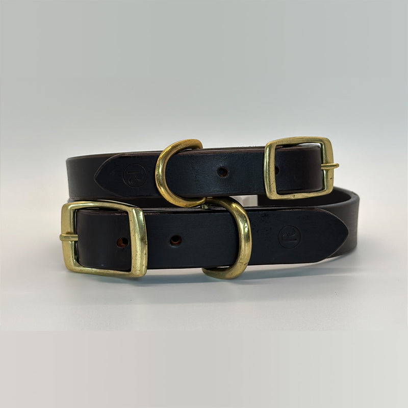 Amara Dark Brown Leather Collar with Brass Buckle